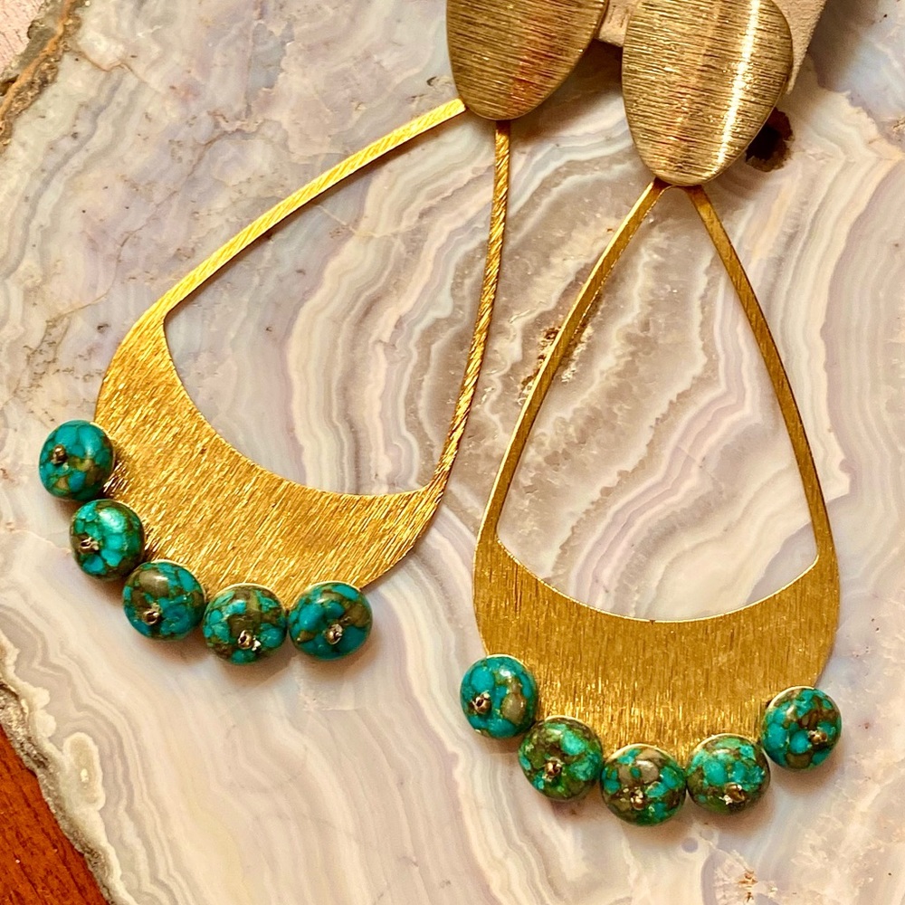 πΊπHPππΊ NWT Anthropologie Michaela Turquoise Chandeliers - Picture 12 of 16
